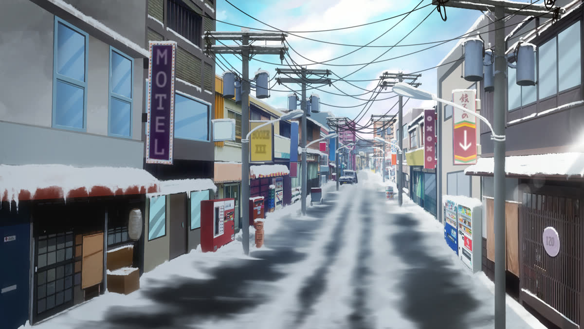 Main Street in Kamanori under snow