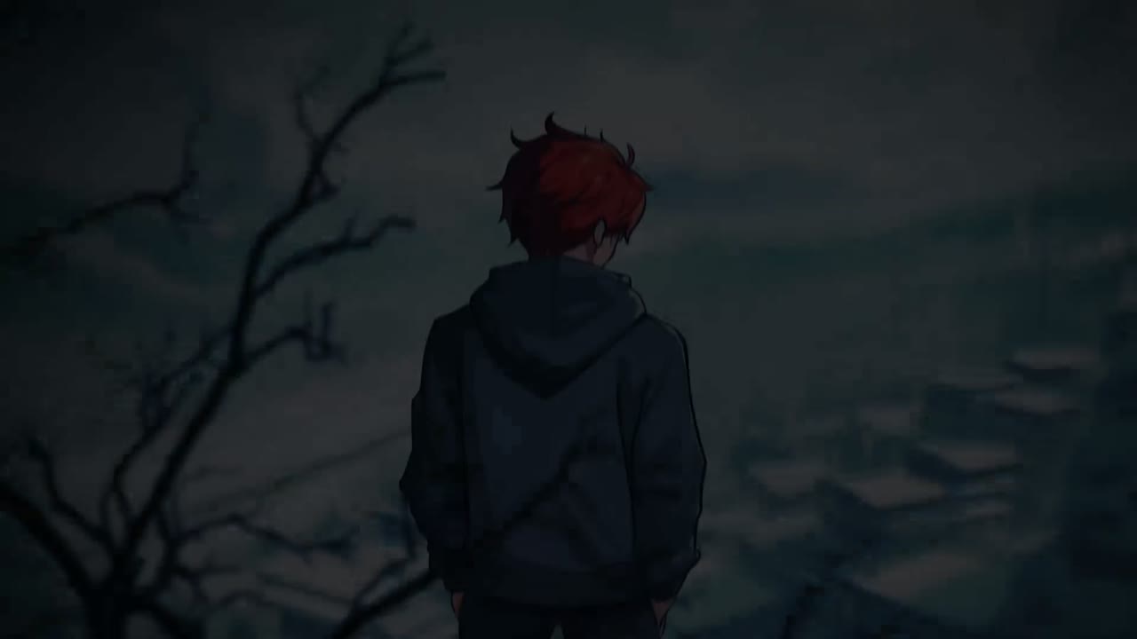 Night falls over the forest road